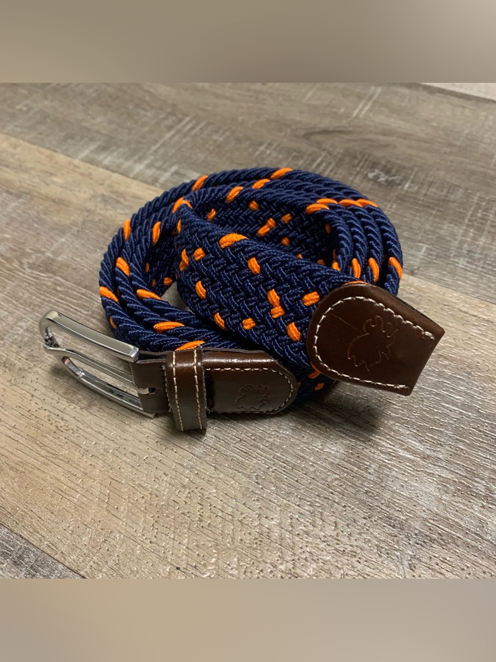 Roostas The Mirimar Blue Orange Two Tone Woven Stretch Belt Masters Golf Men’s L
